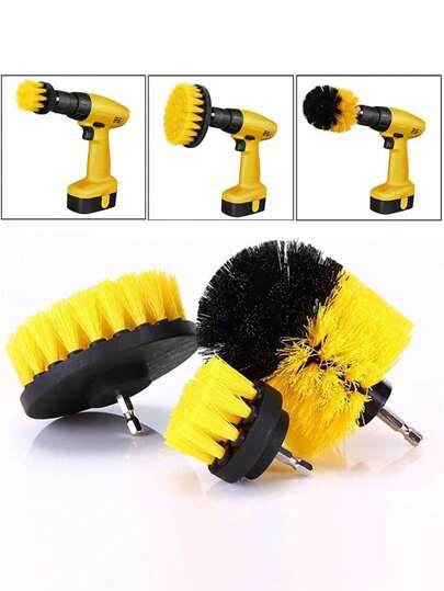 3 قطع مجموعة فرشاة الحفر الناعمة - طقم تفصيل الداخلية للسيارة، فرشاة الحفر الكهربائية العالمية مع ملحق التمديد للسيارات والقوارب والمقاعد والسجاد والأثاث والحمامات وتفريغ الملاط والأرضيات والبلاط
