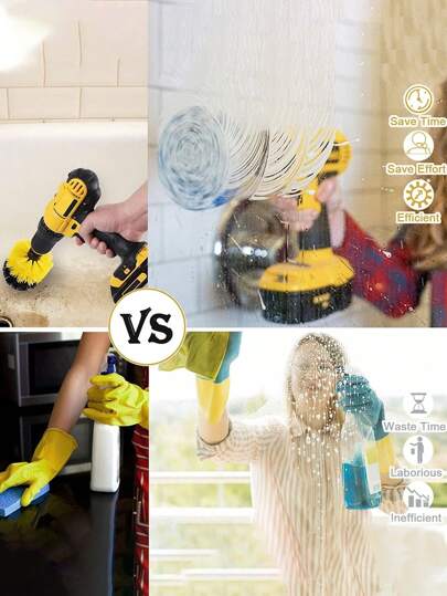 3 قطع مجموعة فرشاة الحفر الناعمة - طقم تفصيل الداخلية للسيارة، فرشاة الحفر الكهربائية العالمية مع ملحق التمديد للسيارات والقوارب والمقاعد والسجاد والأثاث والحمامات وتفريغ الملاط والأرضيات والبلاط