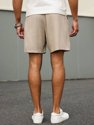 Manfinity Homme شورت كاجوال للرجال بخصر بسير وجيب ذو لون واحد