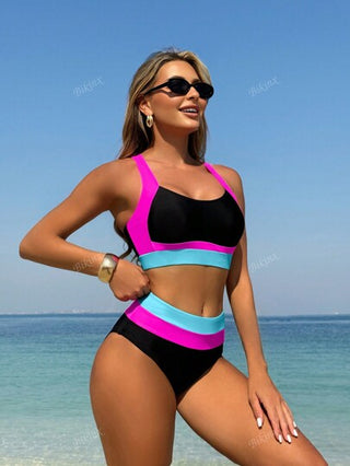 Bikinx طقم ملابس سباحة بيكيني من النسيج الأثلجي اللون للنساء لشاطئ الصيف و الإجازة