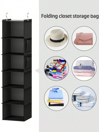 قطعة واحدة رف تخزين خزانة معلق للخزانة، منظّم ملابس متعدد الطبقات قابل للطي مع جيوب جانبية وخطاطيف، رف تخزين ملابس قابل للطي موفر للمساحة للاستخدام المنزلي والسفر، ديكور للاحتفالات وغرفة المعيشة وديكور المنزل