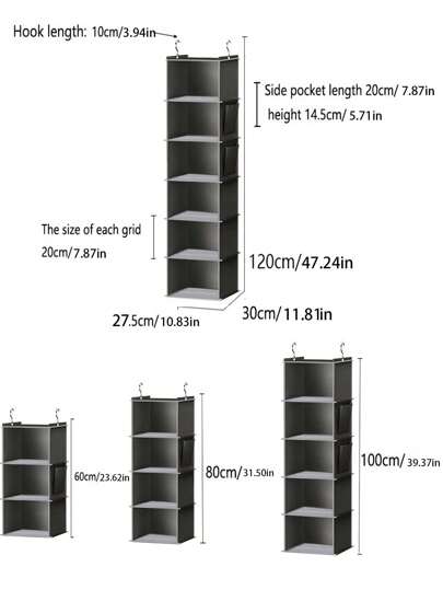 قطعة واحدة رف تخزين خزانة معلق للخزانة، منظّم ملابس متعدد الطبقات قابل للطي مع جيوب جانبية وخطاطيف، رف تخزين ملابس قابل للطي موفر للمساحة للاستخدام المنزلي والسفر، ديكور للاحتفالات وغرفة المعيشة وديكور المنزل