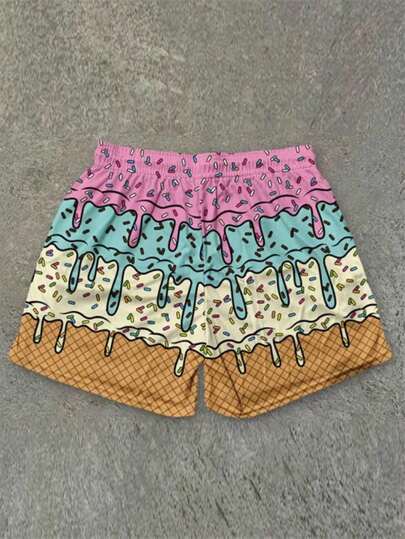 شورت رياضي رجالي سريع الجفاف بسحاب بلون متباين، مناسب للاستخدام اليومي والعطلات والشاطئ