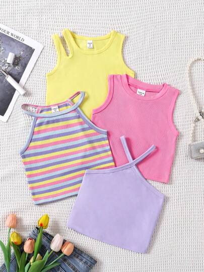 SHEIN Lunivi ملابس علوية حصان أنبوبي كاجوال للفتيات الشابات بأنواع من خطوط الرقبة المختلفة للربيع