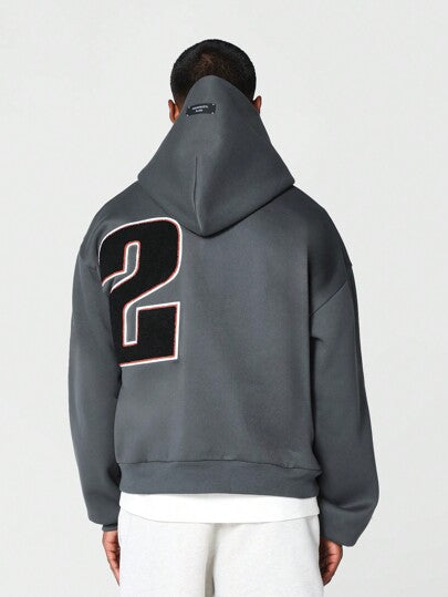 SUMWON هودي رياضي كبير الحجم بشعار نجمة، بتصميم كوليدج للارتداء اليومي بقماش ثقيل الوزن، بغرافيك رقمي لارتداء في فصل الشتاء