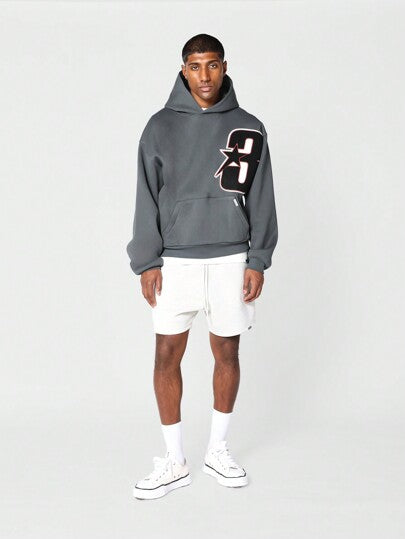 SUMWON هودي رياضي كبير الحجم بشعار نجمة، بتصميم كوليدج للارتداء اليومي بقماش ثقيل الوزن، بغرافيك رقمي لارتداء في فصل الشتاء