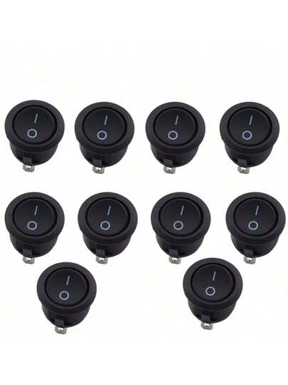 SERVICE DOG 10 قطع مفاتيح أرجوحة مضيئة بتقنية LED، 12 فولت، 2 شريحة تشغيل/إيقاف، اتصال سريع، تركيب مغرور، اتصال ألمنيوم، وضع بلا طاقة، من مادة بلاستيكية، للوحة عدادات السيارات والقوارب والشاحنات - لا تحتاج بطارية