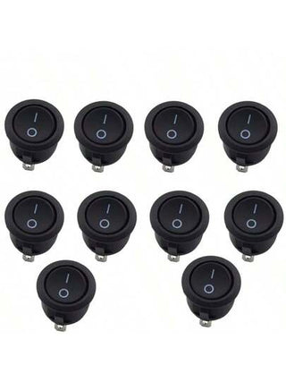 SERVICE DOG 10 قطع مفاتيح أرجوحة مضيئة بتقنية LED، 12 فولت، 2 شريحة تشغيل/إيقاف، اتصال سريع، تركيب مغرور، اتصال ألمنيوم، وضع بلا طاقة، من مادة بلاستيكية، للوحة عدادات السيارات والقوارب والشاحنات - لا تحتاج بطارية