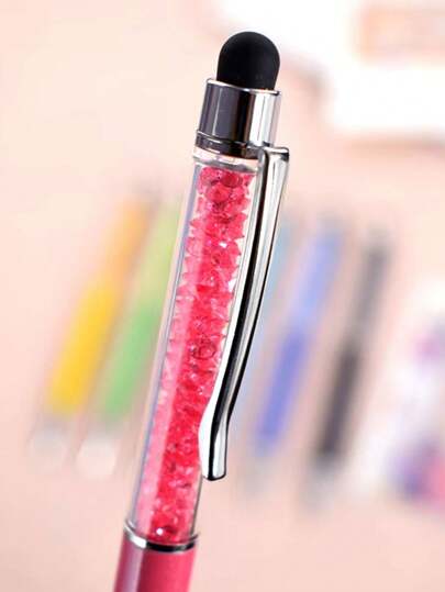 قلم تعليمي متعدد الاستخدامات ومزود بشاشة تعمل باللمس، مزخرف بالنص والشعار بالكريستال، هدية للعودة إلى المدرسة أو هدية للمعلم/الصديق، قلم كروي معدني للدعاية