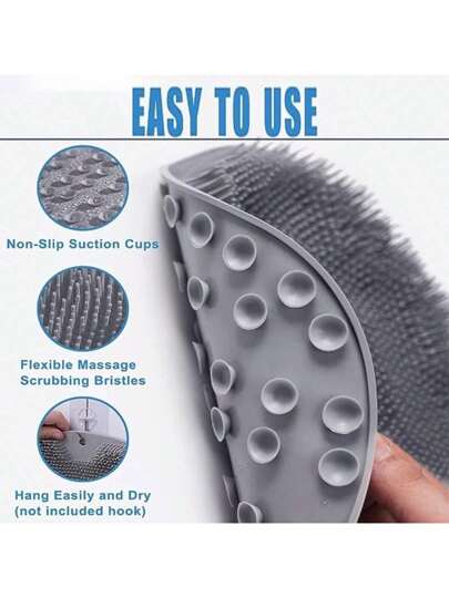 قطعة واحدة من سادة ومساج القدم السيليكون لحمام (زهري/أصفر/أزرق/رمادي) - للاستحمام، تدليك الظهر، ومساج القدم. حصير سيليكون مضاد للانزلاق حصير حمام ديكور حمام المنزل الصيفي