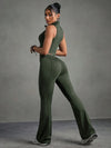 Streetz SHEIN Sport طقم بنطلون طويل وبلوزة بدون أكمام بسحّاب أمامي لون أحادي لنساء ، بدلة رياضية 2 قطع لممارسة التمارين