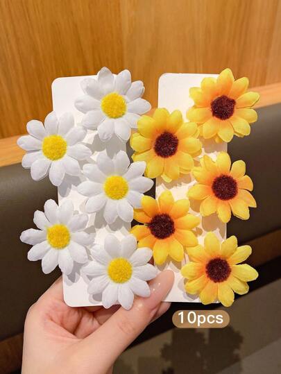 10 قطع مشابك شعر على شكل زهور الأقحوان الجميلة، مناسبة للاستخدام اليومي كإكسسوارات شعر