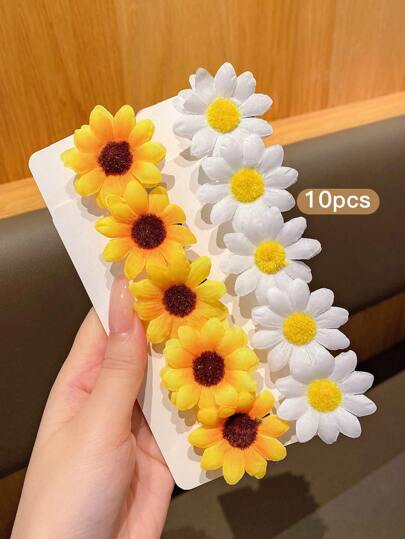 10 قطع مشابك شعر على شكل زهور الأقحوان الجميلة، مناسبة للاستخدام اليومي كإكسسوارات شعر