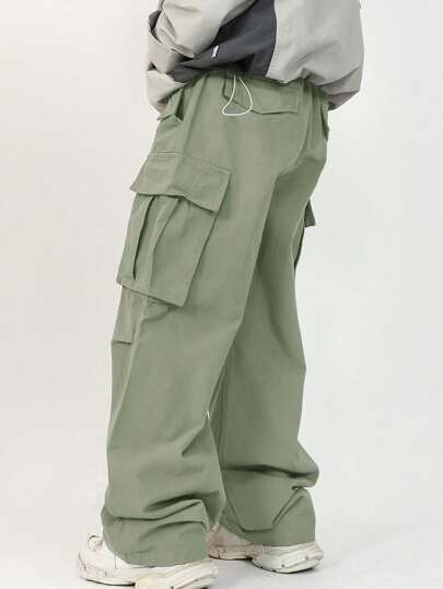 Manfinity Hypemode بنطلون رجالي ذو قصة فضفاضة بجيوب جانبية مزودة بغطاء