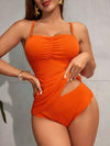 طقم تانكيني حريمي Swim Lushoire المرأة ال- طراز الصيفي لون أساسي مجعد شكل بندينا شورت كاجوال تانكيني