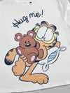 GARFIELD X طقم بيجاما قصير الأكمام برقبة دائرية مطبوع عليه طبعات قطة كرتونية مقاسات كبيرة، للصيف