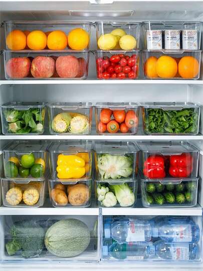 حاوية تخزين 1 قطعة، للزبادي والوجبات الخفيفة، صندوق تخزين شفاف مع غطاء، منظم ومخزن للمطبخ، منظم وحاوية تخزين للمؤن، منظم خزانة، رف