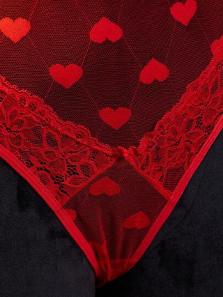 لانجيري حريمي SpicyHot ازياء نسائية بدلة ذات شكل قلب مصنوعة من شبكة والدانتيل باللون المتباين مفتوحة، مثيرة