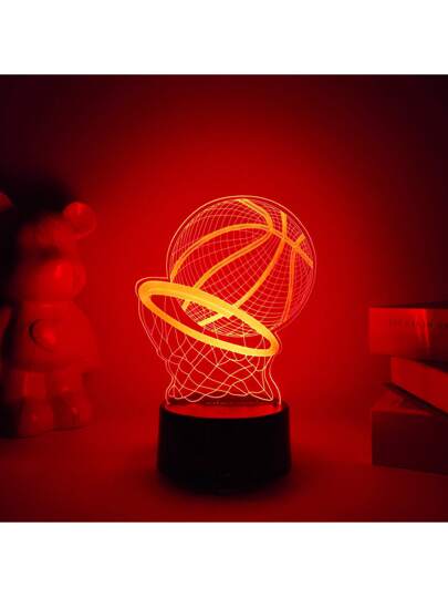 مصباح ليلي ثلاثي الأبعاد على شكل لعبة السلة ، مصباح مكتبي بأضواء ليد قابلة للمس بطراز رياضي، مصباح إضاءة لغرفة النوم ذو طراز رياضي ، هدية فريدة لمشجعي كرة السلة