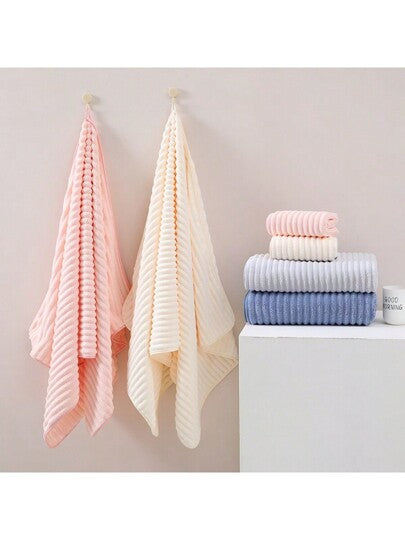 طقم منشفة استحمام - 1 منشفة استحمام 70*140 سم + 1 منشفة وجه 35*75 سم، سريعة الجفاف، فائقة اللين، منشفات حمام، مناسبة للرياضة والجمنازيوم والاستخدام المنزلي