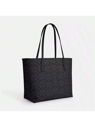 Coach حقيبة توت كبيرة الحجم للنساء مطبوعة بزهور مصقولة من جلد نعامة الحجر، حقيبة تسوق لون أبيض متعدد الألوان CT832 SVCAH