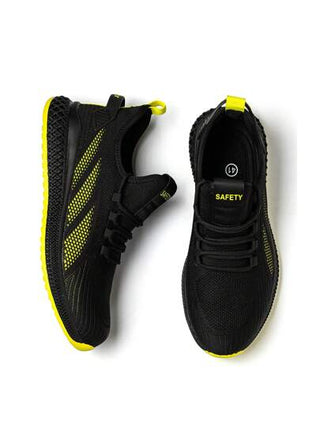 UMBURLLY أحذية السلامة للرجال مع نطاق من الصلب، مقاومة للطعن من الكافلار، بتصميم تنفس للجزء العلوي،بقاعدة مطاطية، أحذية عمل بطراز صيفي