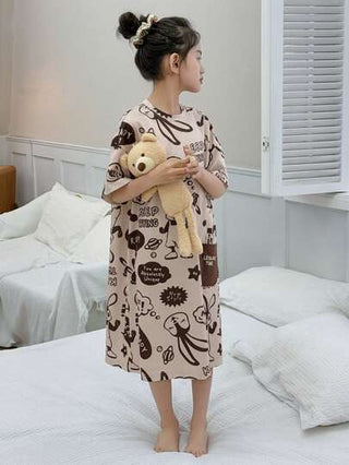 بيجاما DAZY بدلة راحة غير رسمية للمراهقات مطبوعة بأنماط على جميع أنحاء البدلة