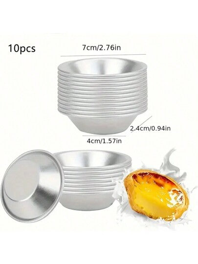 10قطع ألومنيوم قوالب تارت صغيرة غير لاصقة، قوالب معدات الخبز، أدوات الخبز، أدوات المطبخ، ملحقات أواني الطهي