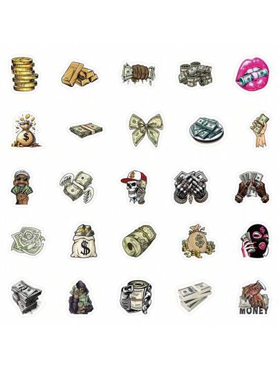 50 ورقة في العبوة، ملصقات رسوم كرتونية بطراز إسكندنافي على الأموال والعالم، ملصقات مقاومة للماء للحقائب والكمبيوتر المحمول والدراجات والدراجات النارية والقرطاسية والسكوتر والأثاث والثلاجة والهاتف الخلوي والأكواب والخوذة والسيارات وأكثر! ، لوازم مدرسية ، ا