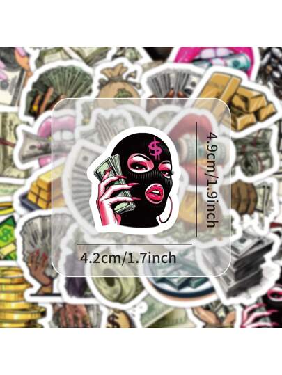 50 ورقة في العبوة، ملصقات رسوم كرتونية بطراز إسكندنافي على الأموال والعالم، ملصقات مقاومة للماء للحقائب والكمبيوتر المحمول والدراجات والدراجات النارية والقرطاسية والسكوتر والأثاث والثلاجة والهاتف الخلوي والأكواب والخوذة والسيارات وأكثر! ، لوازم مدرسية ، ا