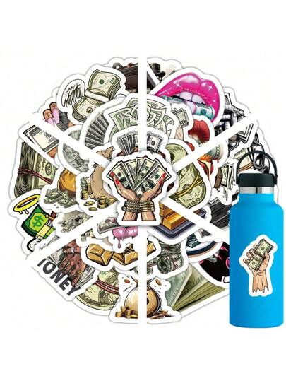 50 ورقة في العبوة، ملصقات رسوم كرتونية بطراز إسكندنافي على الأموال والعالم، ملصقات مقاومة للماء للحقائب والكمبيوتر المحمول والدراجات والدراجات النارية والقرطاسية والسكوتر والأثاث والثلاجة والهاتف الخلوي والأكواب والخوذة والسيارات وأكثر! ، لوازم مدرسية ، ا