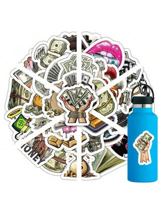 50 ورقة في العبوة، ملصقات رسوم كرتونية بطراز إسكندنافي على الأموال والعالم، ملصقات مقاومة للماء للحقائب والكمبيوتر المحمول والدراجات والدراجات النارية والقرطاسية والسكوتر والأثاث والثلاجة والهاتف الخلوي والأكواب والخوذة والسيارات وأكثر! ، لوازم مدرسية ، ا