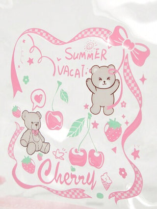 ROMWE Kawaii حقيبة مكياج محمولة ذات طبعة الدب الجميلة