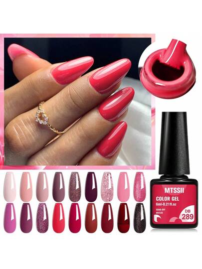 Mtssii طقم 18 قطعة/مجموعة طلاء أظافر جيل أحمر 6مل مع صندوق هدايا لوازم الأظافر طلاء أظافر شبه دائم زينة الأظافر معالجة غمس بالأشعة فوق البنفسجية مجموعة طلاء الأظافر
