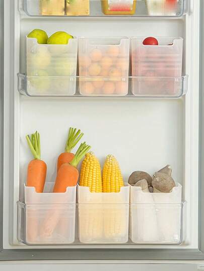 6 حاويات تخزين شفافة للثلاجة، منظمات مطبخ موفرة للمساحة، صناديق تصنيف الطعام الحديثة، مناسبة لأبواب الثلاجات والأسطح، آمنة للاتصال بالأطعمة