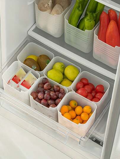 6 حاويات تخزين شفافة للثلاجة، منظمات مطبخ موفرة للمساحة، صناديق تصنيف الطعام الحديثة، مناسبة لأبواب الثلاجات والأسطح، آمنة للاتصال بالأطعمة