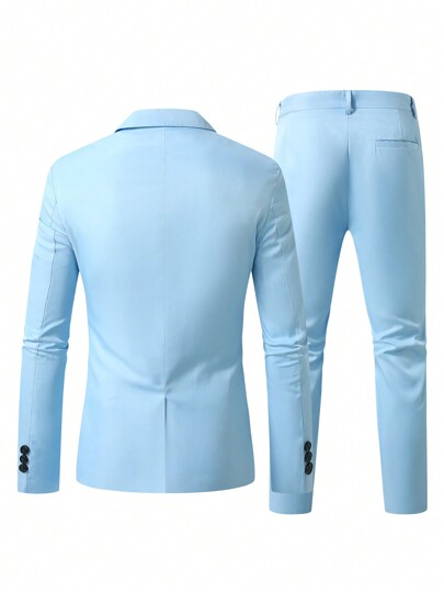 Manfinity Mode بدلة رجالية مكونة من ملابس علوية بأكمام طويلة وأزرار أمامية وجيب وبنطال عملي