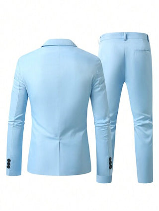 Manfinity Mode بدلة رجالية مكونة من ملابس علوية بأكمام طويلة وأزرار أمامية وجيب وبنطال عملي