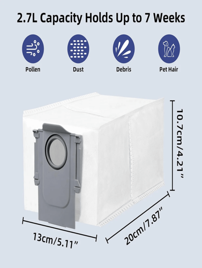 12 قطعة أكياس غبار لمكنسة الأرضيات الروبوتية مناسبة لأنواع روبوروك إس 8 ماكس فى أولترا ، بى 10 إيه 7400 آر آر ، كيو ريفو ، كيو ريفو برو ، كيو ريفو بلس ، كيو ريفو كيرف ، بى 20 برو سايروس 10آر ، إس 9 ماكس فى سليم ، جى 20 إس أولترا ، أكياس غبار وقمامة...