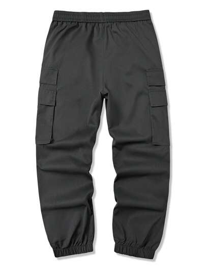 Manfinity LEGND بنطلون أبيض رجالي غير رسمي بجيوب سكارجو وحبل خصر