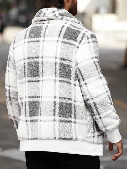 Manfinity Homme جاكيت كاجوال ذات طراز بسيط للرجال للارتداء اليومي، مناسبة لعيد الميلاد وأعياد رأس السنة والحفلات والعشاء وفصلي الخريف والشتاء، جاكيت شتوية دافئة للرجال بنمط أمريكي بجيب طويل بأكمام ملونة مربعة، هدية لللأصدقاء والزوج والحبيب