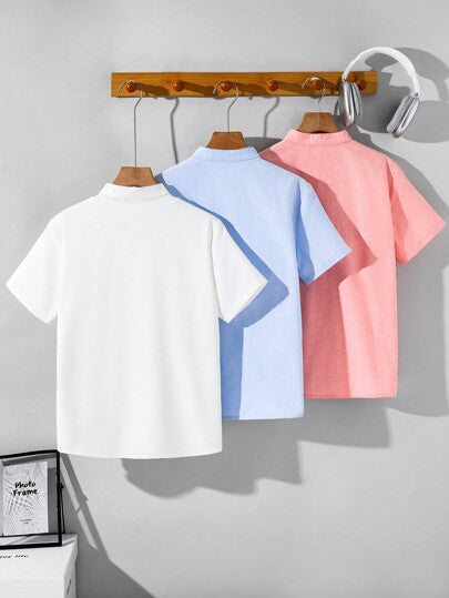 3قطع/مجموعة قمصان كاجوال مطبوعة بطباعة حرفية فضفاضة للأولاد المراهقين ذات أكمام قصيرة