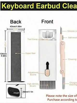 7 قطع/طقم أدوات التنظيف الإلكترونية مع فرشاة لتنظيف لوحة المفاتيح، قلم تنظيف متعدد الوظائف 3 في 1، طقم تنظيف متعدد الاستخدامات للسماعات والمفاتيح والأجهزة المحمولة والشاشات الكمبيوتر، مناسب للمطبخ والحمام والمكتب والمدرسة وديكور المنزل