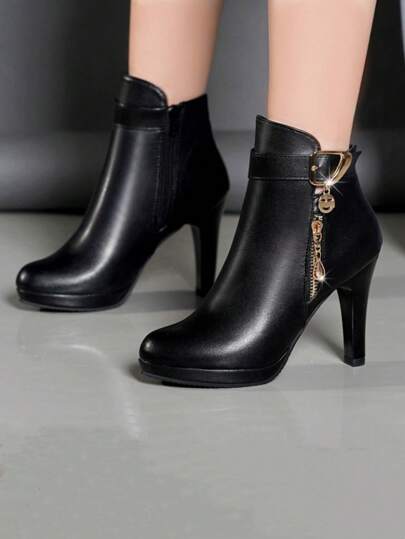بوت أنيق أوروبي وأمريكي جديد للخريف / الشتاء بكعب رفيع وسحّاب جانبي، قذائف بكعب عالي، بوت موضة، بوت نسائية براس مدبب وكعب عالي رفيع، بوت شتوية مثيرة جديدة براس دائري، بوت نسائية كعب عالي بسيطة