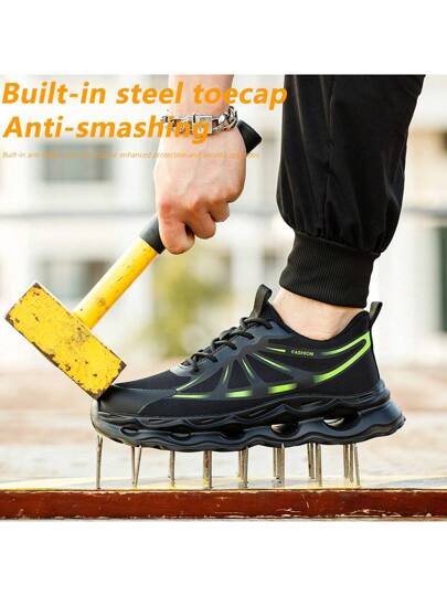 أحذية أمان رجالية خفيفة الوزن وراحة، مزودة بطرف حديدي، وحشوة من الكفلار، مضادة للثقب، أحذية عمل