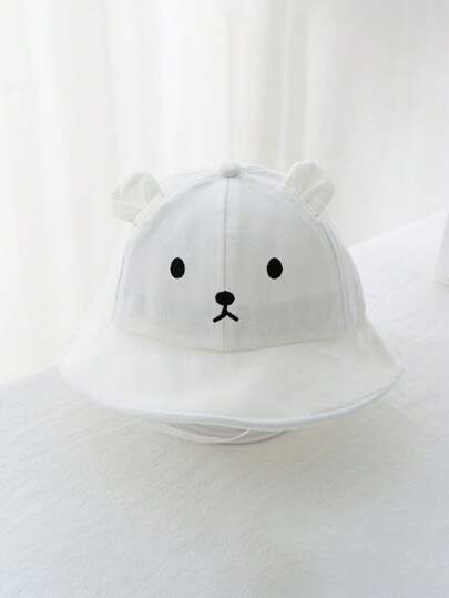 قبعة شمس منسوجة منفذة للهواء بتصميم دب لأطفال ، أناقة عامة مناسبة للأطفال الصغار ، للربيع والصيف