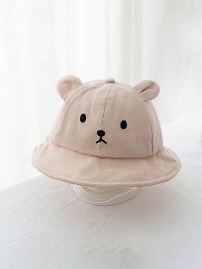 قبعة شمس منسوجة منفذة للهواء بتصميم دب لأطفال ، أناقة عامة مناسبة للأطفال الصغار ، للربيع والصيف