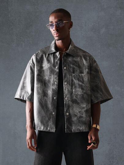 SUMWON قميص بتكسير الألوان والتطريز بقصة صندوقية مريحة