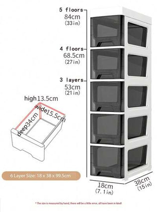 1 قطعة خزانة تخزين بلاستيكية عريضة متعددة الطبقات مقاومة للماء بطول 18 سم/7.1 بوصة، خزانة أدراج ضيقة، رف ضيق موفر للمساحة، مناسب للحمام، المطبخ، غرفة المعيشة، غرفة النوم ، لا يتطلب كهرباء، خزانة أرضية مستطيلة مع أدراج