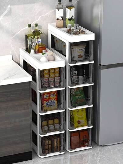 1 قطعة خزانة تخزين بلاستيكية عريضة متعددة الطبقات مقاومة للماء بطول 18 سم/7.1 بوصة، خزانة أدراج ضيقة، رف ضيق موفر للمساحة، مناسب للحمام، المطبخ، غرفة المعيشة، غرفة النوم ، لا يتطلب كهرباء، خزانة أرضية مستطيلة مع أدراج